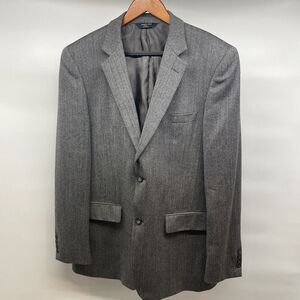 Joseph & Feiss Sport Coat Mens 42L Lambswool Gray Herringbone Blazer